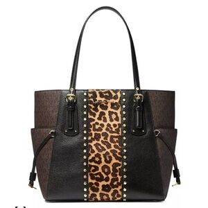 Michael Kors Black and Brown Leopard Tote